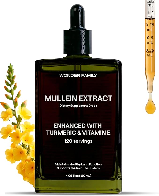 Mullein Drops - Mullein Leaf Extract for Lungs Cleanse & Detox - 3-in-1 Lung Support Supplement