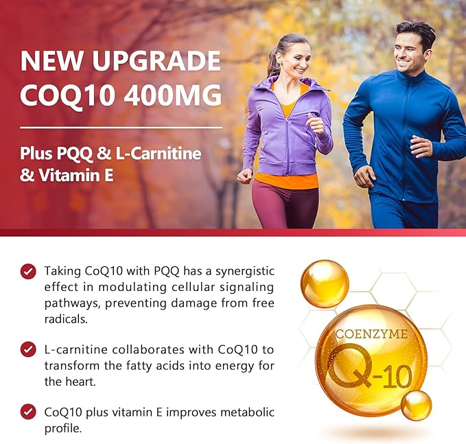 NATURE TARGET CoQ10-400mg with PQQ, Omega-3s & L-Carnitine, High Absorption Coenzyme-Q10 with BioPerine, Supports Heart, Brain, Immune System, Energy Production, 120 Servings