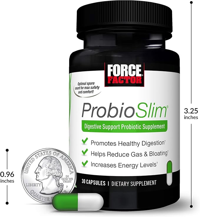 Force Factor ProbioSlim, Probiotic Supplement for Women and Men with Probiotics and Green Tea Extract, Reduce Gas, Bloating, Constipation, Support Digestive Health & Gut Health, 30 Count (Pack of 3)