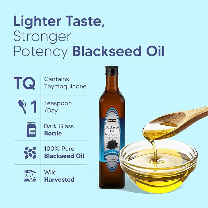 Hemani Black Seed Oil Cold Pressed 16.91 Oz I 500ML I 100% Natural I Solvent Free I AKA Nigella Sativa I Kalonji I Black cumin seed Oil