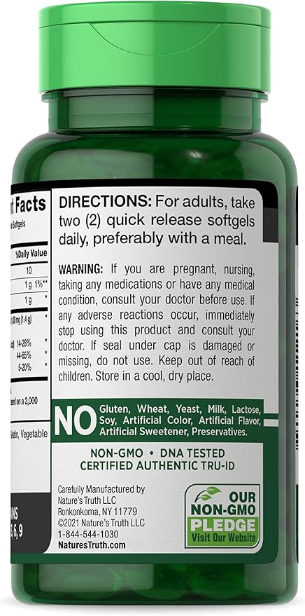 Nature's Truth Hemp Oil | 60 Softgels | 1400mg | Non-GMO & Gluten Free Supplement | Cold Pressed from Hemp Seeds