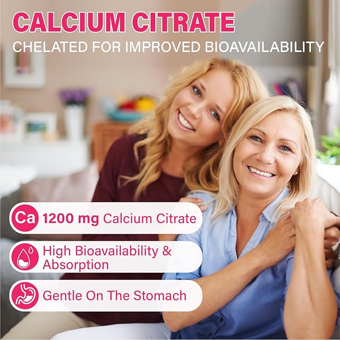 Calcium Citrate Gummies 1200 mg for Adults: Ultimate Absorption Calcium Supplement for Women & Men - Easy to Digest, Vegan, Non-GMO, Gluten Free - Natural Strawberry Flavor