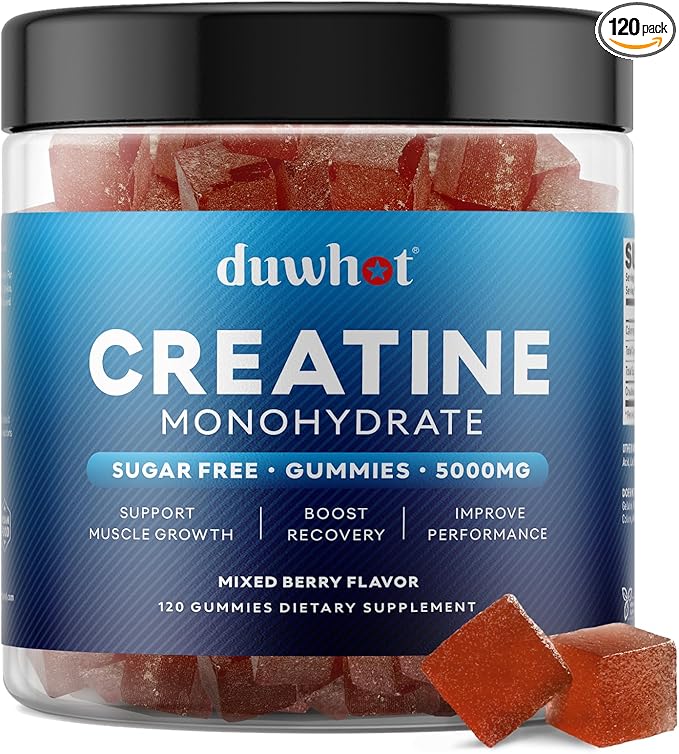 Creatine Monohydrate Gummies for Men, Creatine Monohydrate 5g Chewables for Muscle Growth & Recovery, Vegan, Sugar Free, Mixberry Flavor, 120 Count