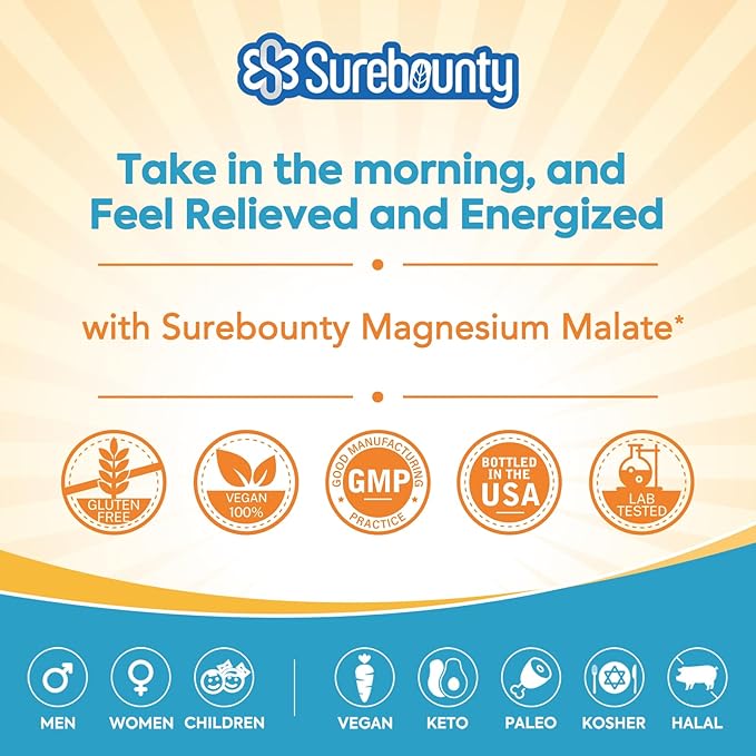 Magnesium Malate Capsules 410mg, Magnesium Supplement, Chelated, High Absorption, Energy Production & Muscle Support for Children, Teenagers, and Adults, 240 Vegan Caps