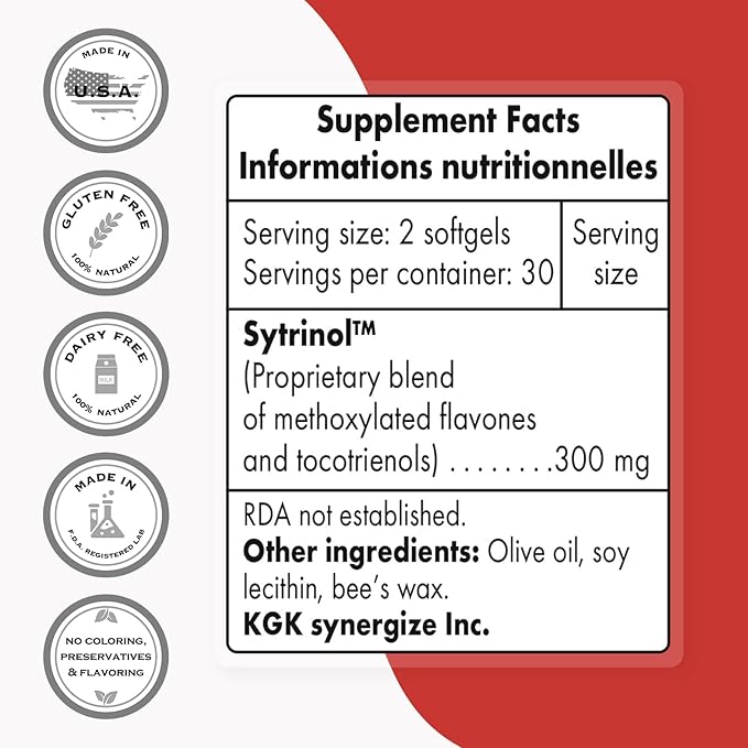 Supersmart - Sytrinol Supplement 300mg per Day (High Absorption) - Citrus Bioflavonoids & Tocotrienols Complex - Palm Fruit Extract | Gluten Free - 60 Softgels