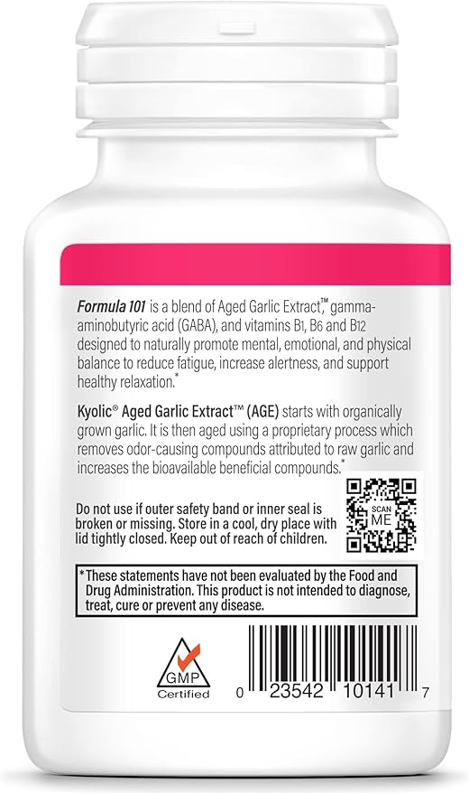 Kyolic Aged Garlic Extract Formula 101, Stress and Fatigue Relief, 100 Capsules (Packaging May Vary)