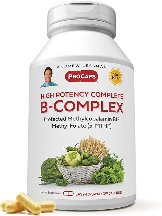 ANDREW LESSMAN High Potency B-Complex 360 Capsules - with High Levels of Folate Complex and Biotin, Promotes Cellular Growth, Energy, Immune Function, Detoxification, Fat Metabolism and More