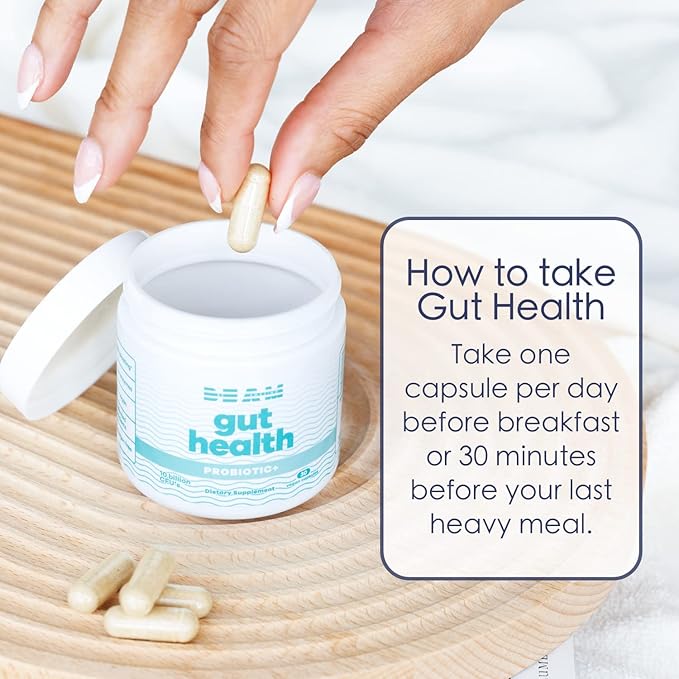 Be Amazing Gut Health Probiotic+ | Digestive Enzymes, 10 Billion CFU, 8 Probiotics Strands, Improves Skin | Reduce Bloating & Supports Regularity for Women & Men | Vegan, Gluten Free | 30 Capsules