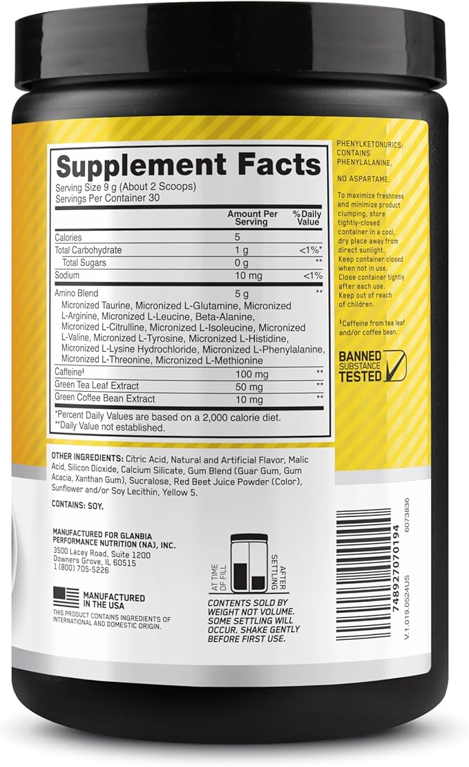 Optimum Nutrition New Flavor Amino Energy - Pre Workout with Green Tea, BCAA, Amino Acids, Keto Friendly, Green Coffee Extract, Energy Powder - Rainbow Sherbet, 30 Servings (Packaging May Vary)