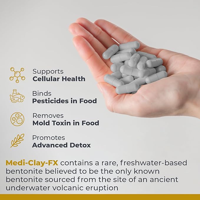 Premier Research Labs Medi-Clay-FX: Bentonite Clay Capsules for Detoxification | Food Grade Smectite Supplement | Absorb Toxins, Supports Cellular Health and Mold Detox - 90 Capsules