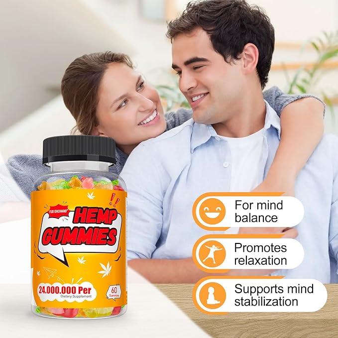 FUJI ORCHARD 24000mg Hemp Gummies High Potency - Hemp Gummies for Deep Bedtimes & Relaxation - Natural Hemp Oil Gummy for Adults - Gluten Free & Vegan - 60 Count