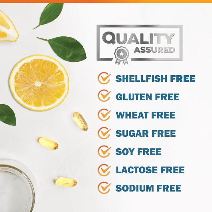 Triple Strength Omega 3 Fish Oil - 2400 mg Natural Omega-3 Supplements Support Brain, Heart & Joint Health with EPA & DHA Essential Fatty Acids - Lemon Flavor, Burpless, Wild Caught - 120 Softgels