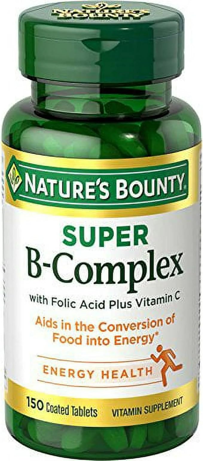 Nature's Bounty Super B-complex with Folic Acid Plus Vitamin C, 300 Tablets (2 X 150 Count Bottles)