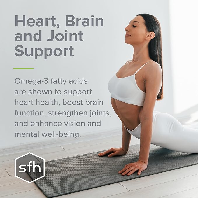 SFH Super Omega 3 Lemon Fish Oil Liquid + Vitamin D | Highly Concentrated 3400mg Omega 3s + 1000IU Vitamin D3 | Sustainably Sourced Alaskan Pollock | Spill-Proof Lids | 8oz
