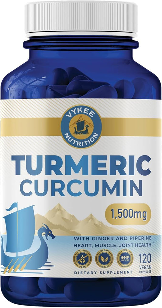 Turmeric Curcumin 1500mg with Ginger & Piperine – High Potency 95% Curcuminoids, Enhanced Absorption, Joint & Inflammatory Support – Vegan, Non-GMO, 120 Capsules