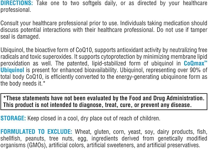 XYMOGEN CoQmax 200mg CoQ10 ubiquinol - Patented, Stabilized Form - Coenzyme Q10 for Antioxidant, Cognitive + Heart Health Support (60 Softgels)