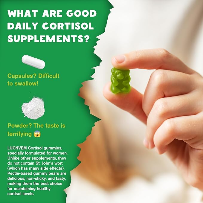 Cortisol Supplements Gummies for Women, Magnesium Ashwagandha Rhodiola Rosea and L-theanine Complex for Women, Maintain Healthy Cortisol Levels - 60 Day Vegan Supply