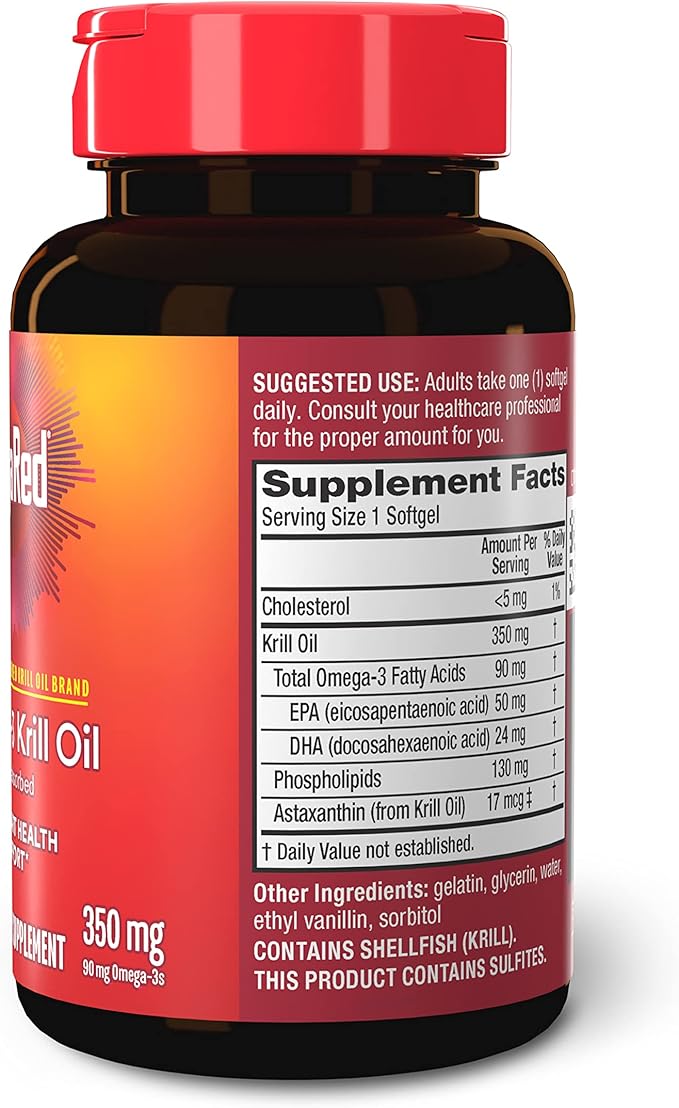 MegaRed - Omega-3 Krill Oil 350mg Softgels (130 Count in A Bottle), EPA & DHA Omega-3 Fatty Acids with No Fishy Aftertaste Unlike Fish Oil, Contains Antioxidant Astaxanthin