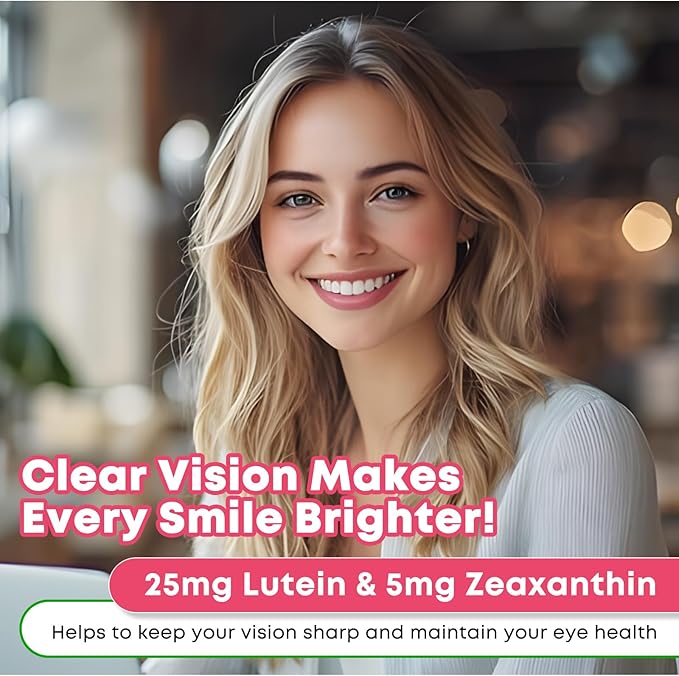 Lutein and Zeaxanthin Supplements Gummies, Advanced Eye Vitamin Supplement with Bilberry, Saffron, Grape Seed, Omega 3 for Macular Health, Dry Eye, Visual Function - Orange Flavor, 120 Count
