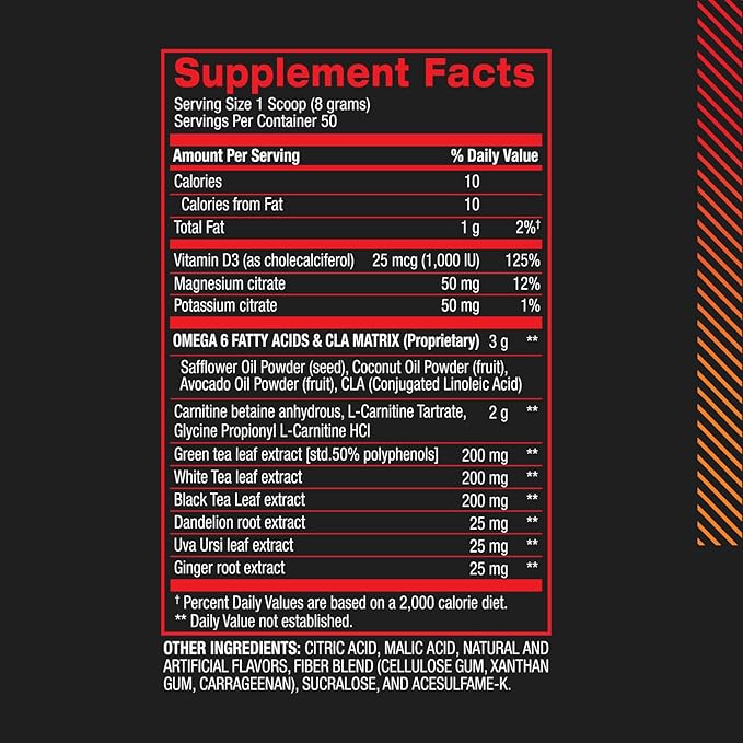 BPI Sports CLA + Carnitine Shredded Supports Lean Muscle & Promotes Fat Loss - Fruit Punch (14.1 oz. / 50 Servings)