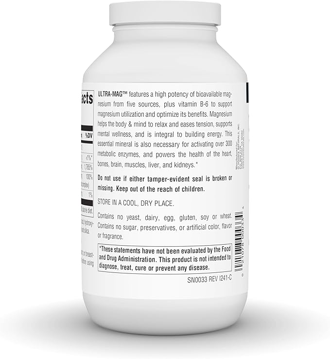 Source Naturals Ultra-Mag High-Efficiency Magnesium Complex - Maintains Muscle & Nerve Function - 240 Tablets