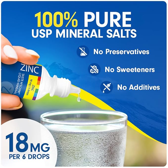Taste N' Score Zinc Liquid Ionic Mineral Supplement; 100% Pure; 18 mg; 118 Servings