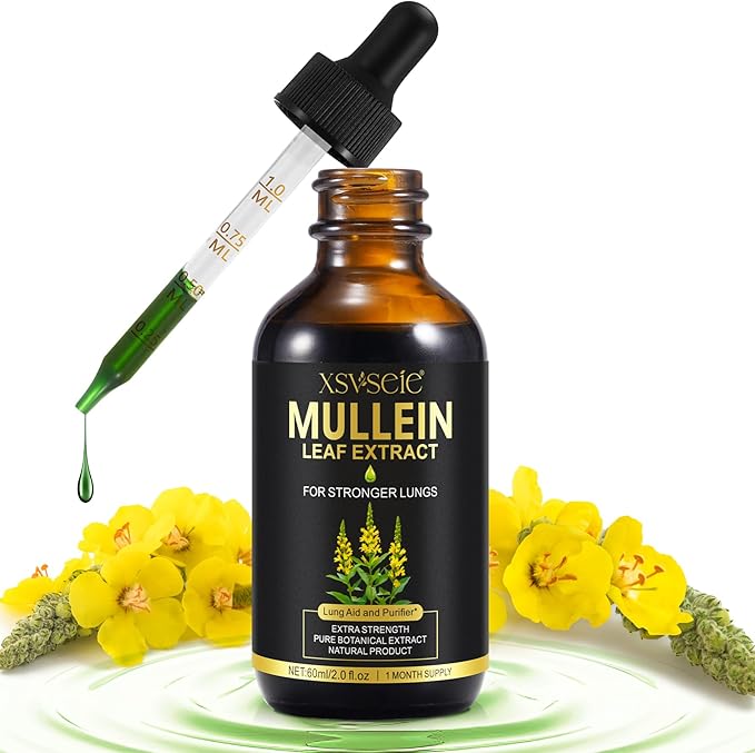 Mullein Drops for Lungs, Mullein Leaf Extract for Lungs,Mullein Leaf Extract Tincture with Chlorophyll Natural Herbal Supplement Mullein Extract Drops for Lung Cleanse and Breathe Health
