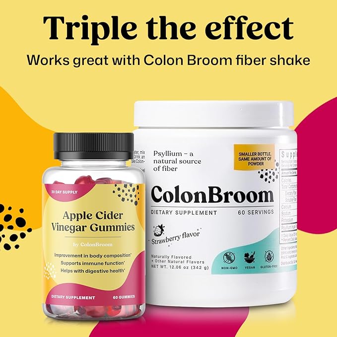 ColonBroom Apple Cider Vinegar Gummies for Women – Supports Body Composition, Boost Metabolism & Improves Digestive Wellness – Gluten-Free, Non-GMO, Vegan ACV Gummies – 2 x 60 Count