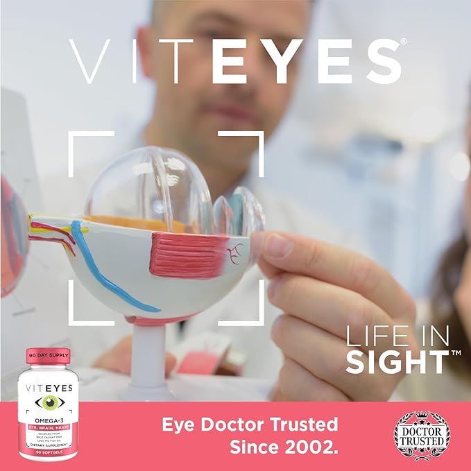Viteyes Omega-3 Vision Health Supplement, EPA & DHA Rich Dietary Supplement, 90 Softgels