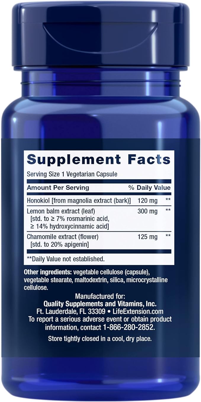 Life Extension Herbal Sleep PM, Lemon Balm, honokiol (Magnolia bark), Chamomile, Promotes Healthy Sleep, Hormone-Free, melatonin-Free, Gluten Free, Non-GMO, Vegetarian, 30 Capsules
