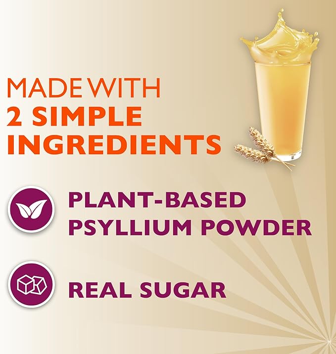 Metamucil, Daily Psyllium Husk Powder Supplement with Real Sugar, 4-in-1 Fiber for Digestive Health, Orange Smooth Flavored Drink, 114 Servings