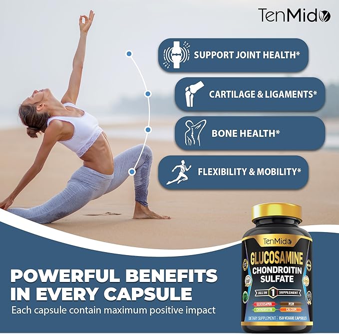 Glucosamine Chondroitin MSM Supplement for Men and Women - 4in1 Formula - Joint & Bone Health Support - 150 Capsules