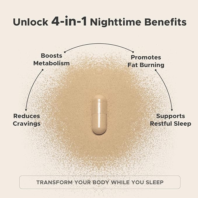 Night Burn Supplement: Raspberry Ketones Green Coffee Bean Hoodia Cactus Melatonin - Made in USA (60 Vegetarian Capsules)