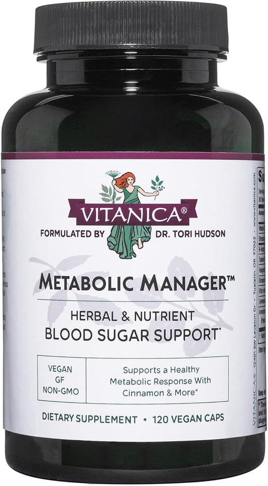Vitanica Metabolic Manager - Herbal Supplement to Support Healthy Metabolic Response - Dietary Supplement with Vitamin D - Vegan Antioxidant Supplement - 120 Capsules