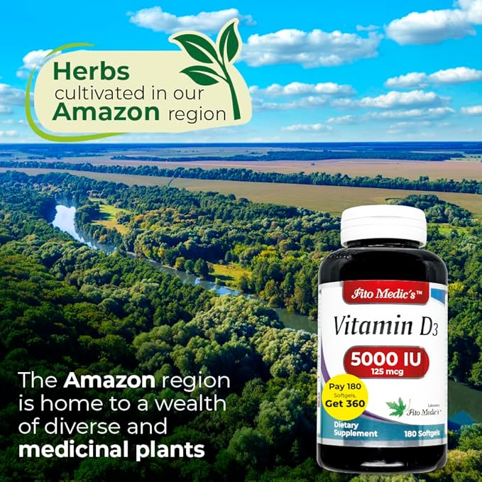 FITO MEDIC'S Lab - Vitamin d - 5000 IU of - Vitamin d3-360 Softgels - Vitamin d3 5000 iu - for Bone, Teeth, Muscle and Immune Health Support, Ultra high Absorption, vitamina d3.