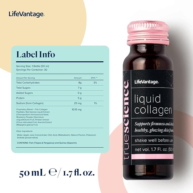 TrueScience Liquid Collagen for Glowing Skin - Collagen Activation & Replenishment Blend - Supports The Appearance of Firmer Looking Skin - 10 Bottles x 1.7 Fl. oz. (50 ml) Each