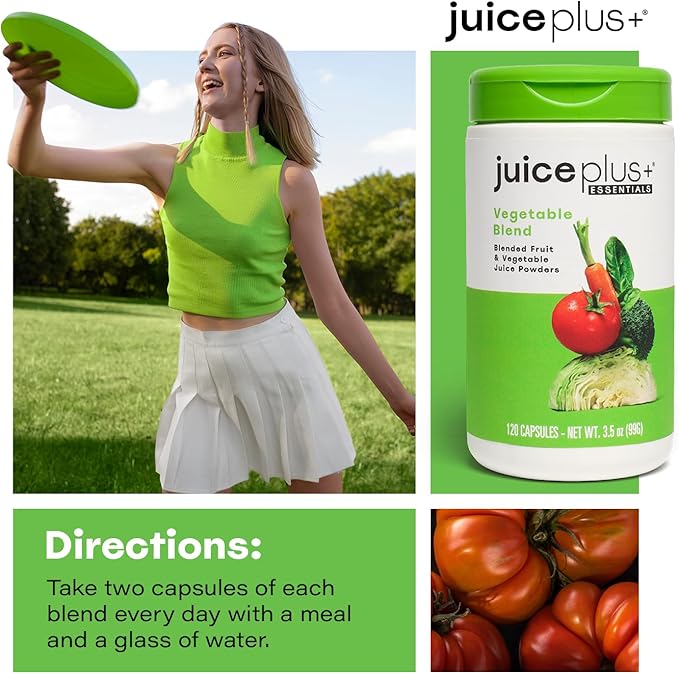 Juice Plus+ Vegetable Blend - Whole Food Vegetable Powder in Convenient Capsules - Includes Nutrients from Spinach, Kale, Broccoli, Carrot, Garlic and More - Vegan, Non-GMO - 120 Capsules