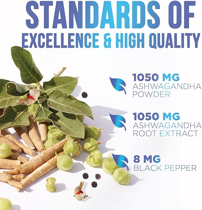 Ashwagandha Supplement 2100mg - Extra Strength Herbal Root Extract, Best Ashwagandha Supplements for Men & Women, Restore, Unwind, Calm Support Formula, Vegetarian, Non-GMO, Gluten-Free, 120 Capsules