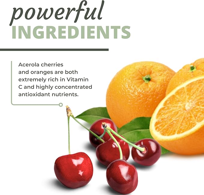 Optimal Health Systems Whole C Chewable | Potent Vitamin C from Whole Foods | Acerola Cherry, Orange Fruit, & Black Currant + Bioflavenoids | 60 Tablets