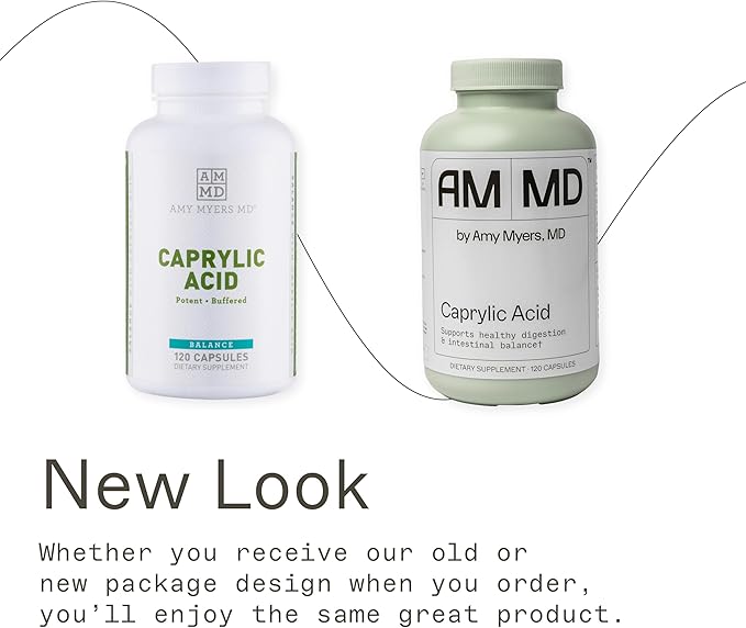 Dr Amy Myers Caprylic Acid Capsules 800 mg - Provides Optimal Support for Healthy Balance - Gradual Release, Best Buffered Formula to Support a Healthy Gut and Probiotic - 120 Vegan Capsule