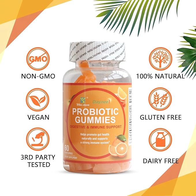 Vaginal Probiotic Gummies, 1 Billion CFU Women's Vaginal and Intestinal Health Supplement with Prebiotics & Digestive Enzymes, Orange Flavor, 60 Count
