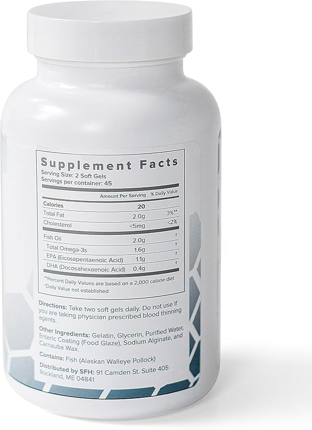 SFH Super Omega 3 Fish Oil Capsules Highly Concentrated 2000mg Omega 3 | Sustainably Sourced Alaskan Pollock Fish Oil for Heart Joint Brain Health (Capsule, 90ct)