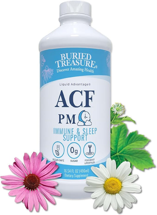 Buried Treasure ACF PM - 16 oz, 16 Servings, Nighttime Immune Support with Chamomile, Vitamin C, Echinacea, Herbal Extracts, Essential Nutrients