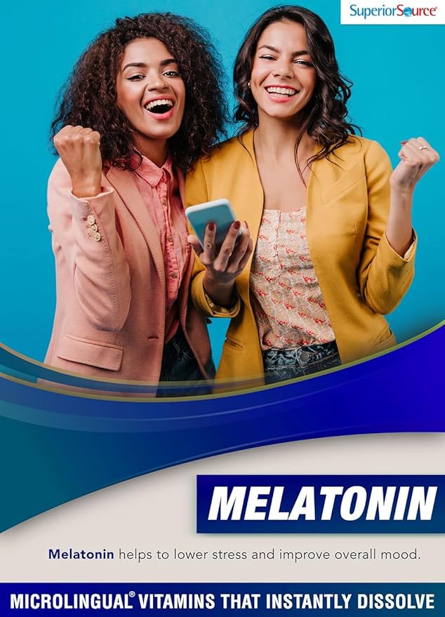 Superior Source Super Slumber Helper - Melatonin Supplement with L-Theanine & Chamomile Flower Powder - Supports Healthy & Natural Sleep with Valerian Root Powder & GABA - 90 Instant Dissolve Tablets