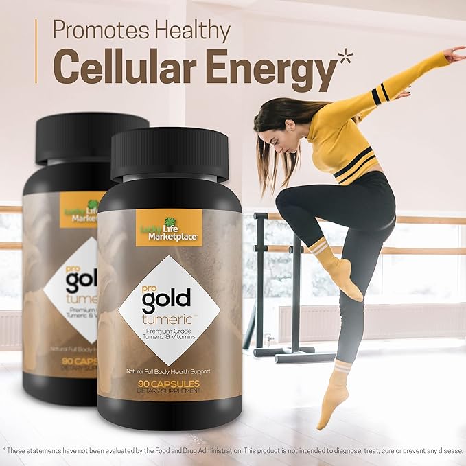 Pro Gold Turmeric - Premium Grade Turmeric & Vitamins - Phytonutrient & Antioxidant Rich Formula - Promote Mobility & Joint Health - Support Healthy Immune System - Promote Circulation & Bone Health