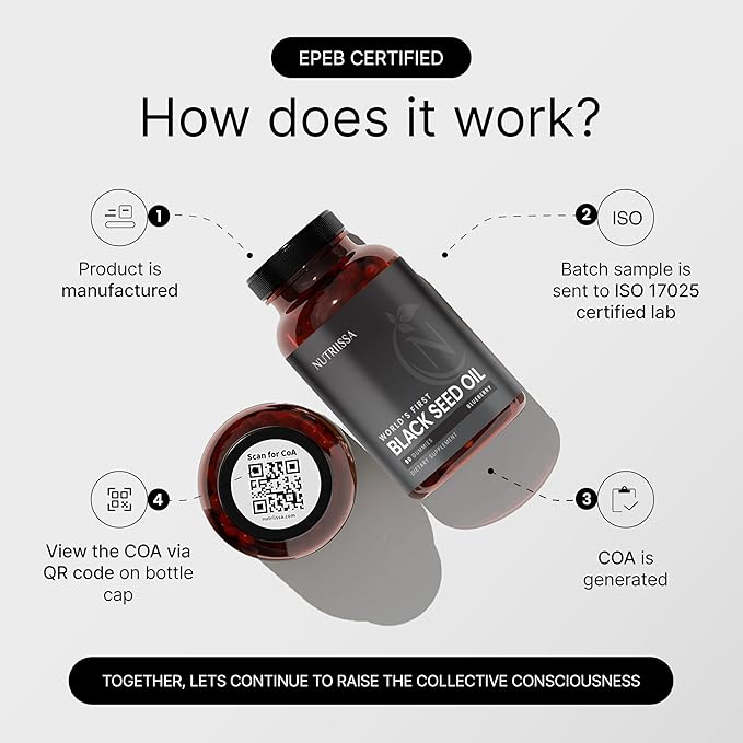 Nutriissa Black Seed Oil + Elder Berry Gummies – Cold-Pressed Black Cumin Seed Nigella Sativa Oil – EPEB Certified for Purity & Potency – 90 Blueberry Flavored Vegan Gummies