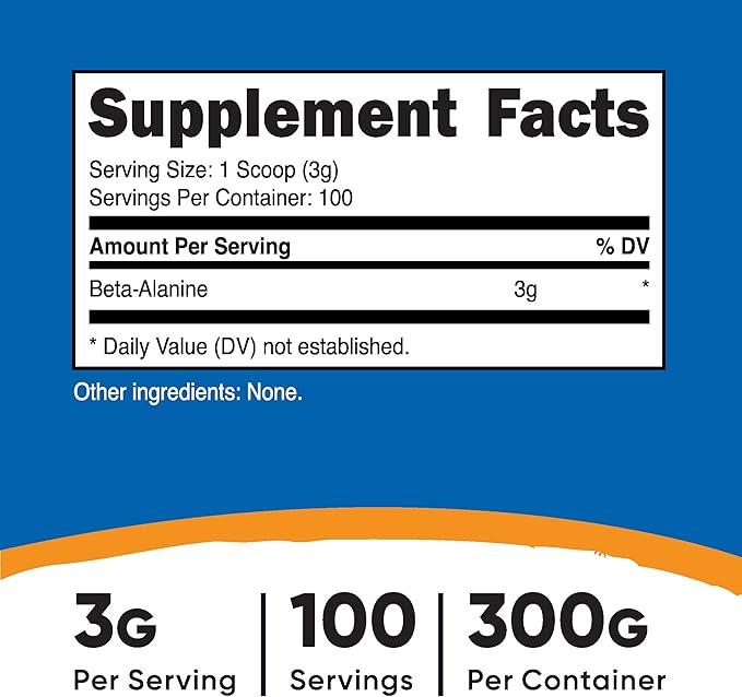 Nutricost Beta Alanine Powder 300 Grams (10.7oz) - 3 Grams Per Serving