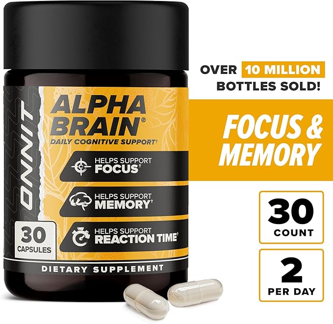 ONNIT Alpha Brain Nootropic Brain Supplement for Men & Women | Memory, Mental Clarity & Cognitive Improvement | Focus Capsules with L-Theanine, Vitamin B6 & Phosphatidylserine (30 Count)