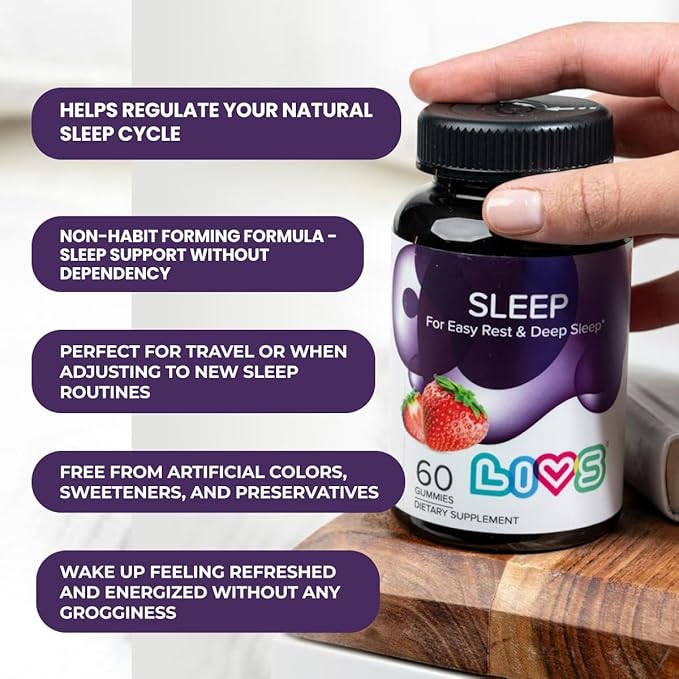 Sleep Gummies w/Melatonin and Magnesium | Sleep Aid Gummy for Adults, Organic with No Artificial Flavors, Strawberry Flavor, Vegan, 60 Count
