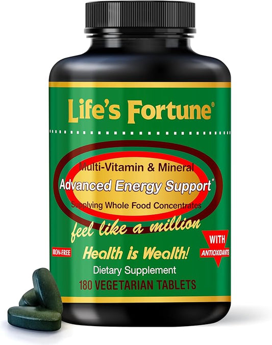 Life's Fortune Multivitamin & Mineral, All Natural Energy Source for Men & Women Supplying Whole Food Concentrates, Antioxidants, Amino Acids, Enzymes, Trace Minerals & More, 180 Tab